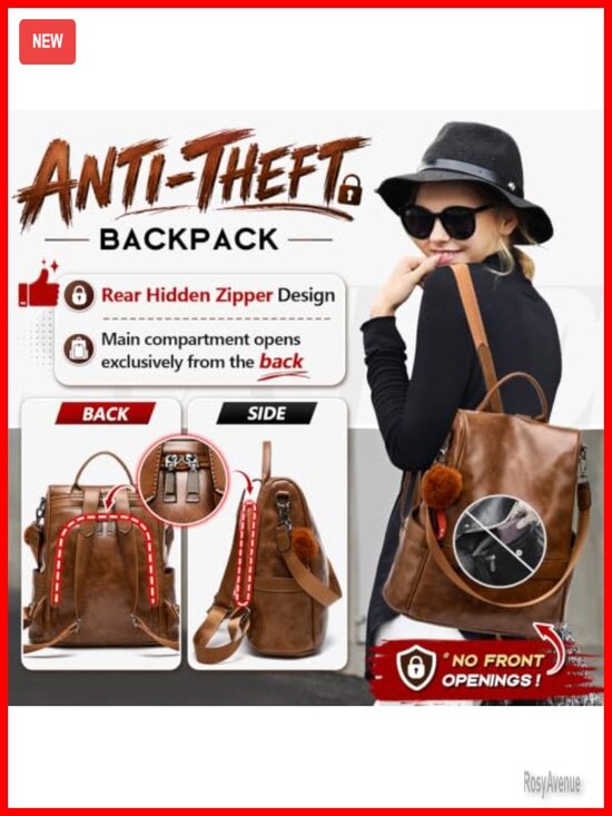 Women\'s PU Leather Anti-theft Backpack Purse Fashion Satchel 3-in-1 main image 6